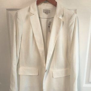 LOFT Tailored White Blazer Jacket Tall Lined LINEN 6 Tall (8) Boyfriend Chic